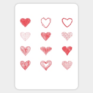 Different Heart Design Sketch valentines day gift for loved one Sticker